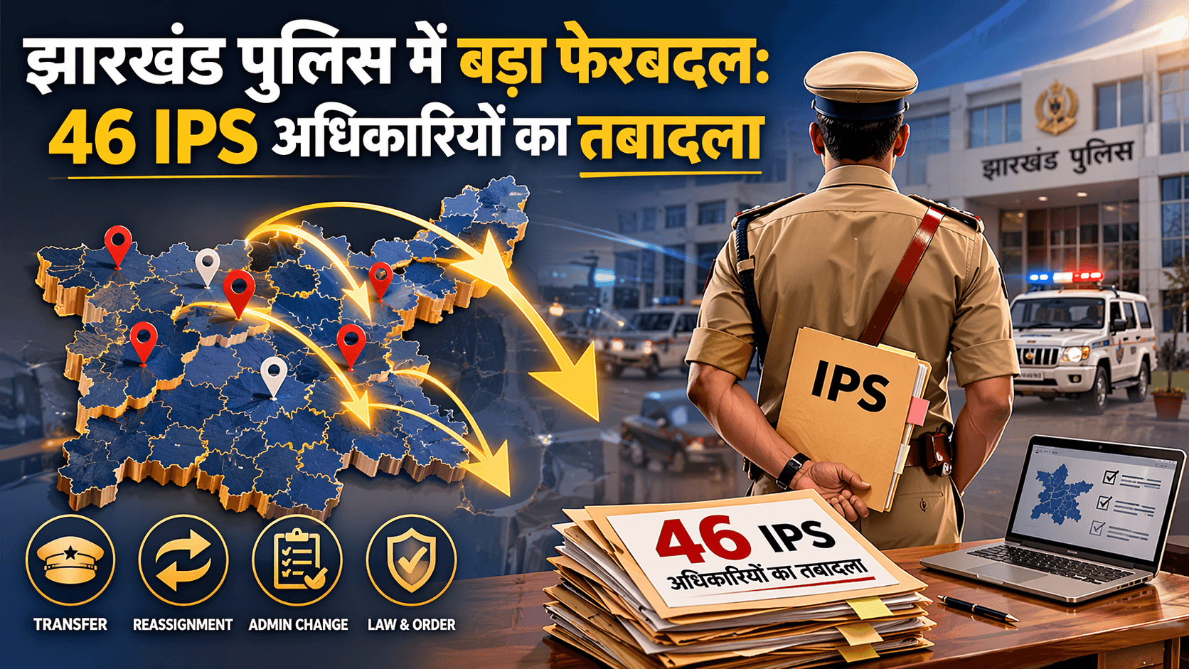 झारखंड पुलिस: पलामू SP और पाकुड़ SP समेत कई जिलों में तबादला