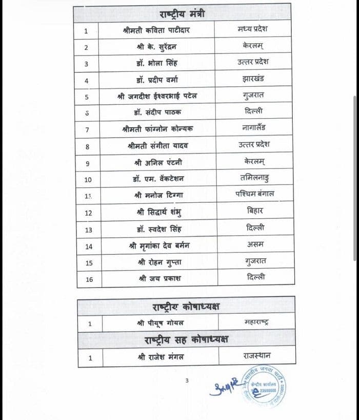 अनुभव, युवा जोश और सामाजिक संतुलन से सजी भाजपा की नई टीम