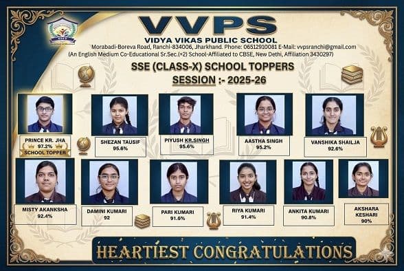 वीवीपीएस का सीबीएसई 10वीं में शानदार प्रदर्शन