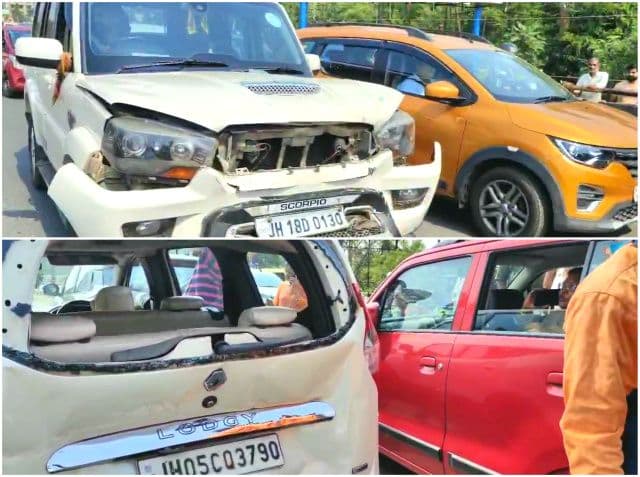 तेज रफ्तार का कहर, आदित्यपुर-खरकई पुल पर चार गाड़ियां आपस में भिड़ीं, बाल-बाल बचे लोग
