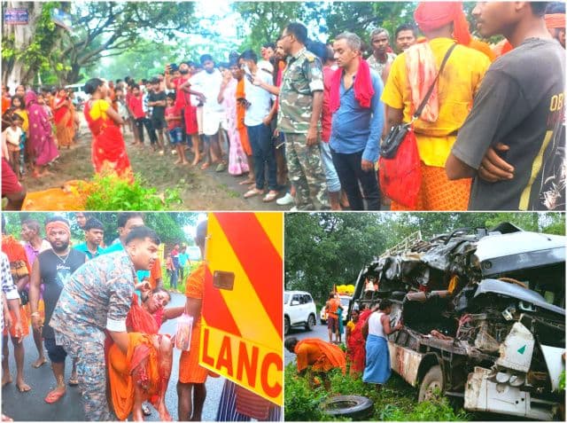 देवघर में दर्दनाक सड़क हादसा, कांवरियों से भरी बस की ट्रक से टक्कर, अब तक 5 की मौत, 23 घायल