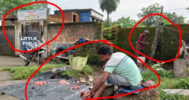प्रतिबंध के बावजूद खुले में मांस काटने का धंधा, प्रशासन की चुप्पी सवालों के घेरे में