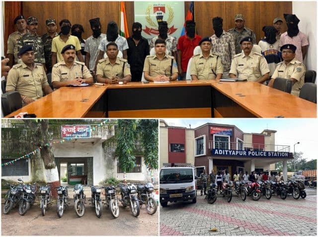 सरायकेला-खरसावां पुलिस की बड़ी कार्रवाई, दो वाहन चोरी गिरोह का भंडाफोड़, 10 गिरफ्तार और 4 निरुद्ध