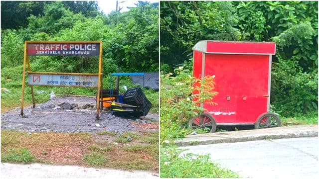 आदित्यपुर रेलवे स्टेशन रोड पर ट्रैफिक पुलिस बोर्ड के सहारे अतिक्रमण !