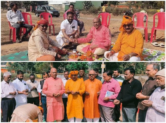 बसंत पंचमी पर सनातनी दुर्गा पूजा समिति ने रखी भव्य मंदिर की आधारशिला, यजमान बने मनोज चौधरी