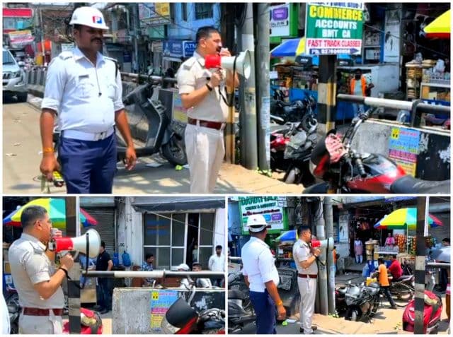 टाटा-कांड्रा मुख्य सड़क पर अवैध पार्किंग के खिलाफ सख्ती, ट्रैफिक प्रभारी ने माइकिंग कर हटवाए वाहन