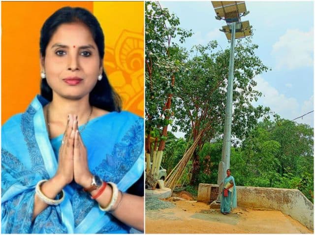 नगिनापुरी छठ घाट हुआ रोशन, पार्षद नीतू शर्मा के प्रयास से लगा सोलर हाई मास्ट लाइट