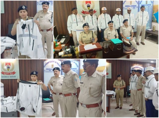ट्रैफिक जवानों को गर्मी से राहत, एसपी निधि द्विवेदी ने वितरित किए बैटरी संचालित कूलिंग जैकेट