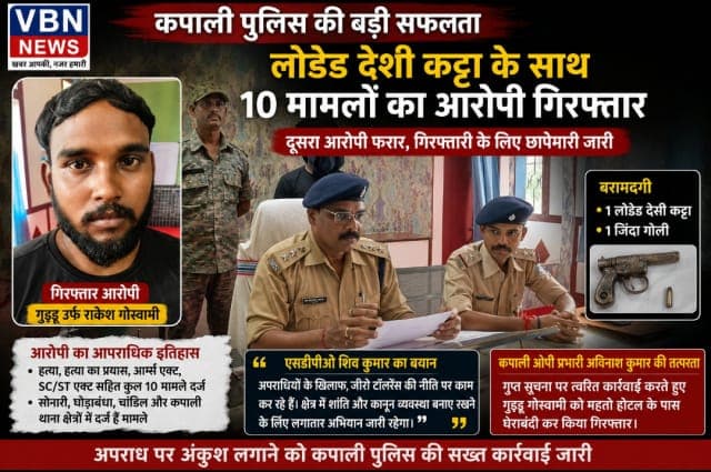कपाली ओपी प्रभारी अविनाश कुमार की बड़ी सफलता, 10 संगीन मामलों का आरोपी हथियार के साथ गिरफ्तार