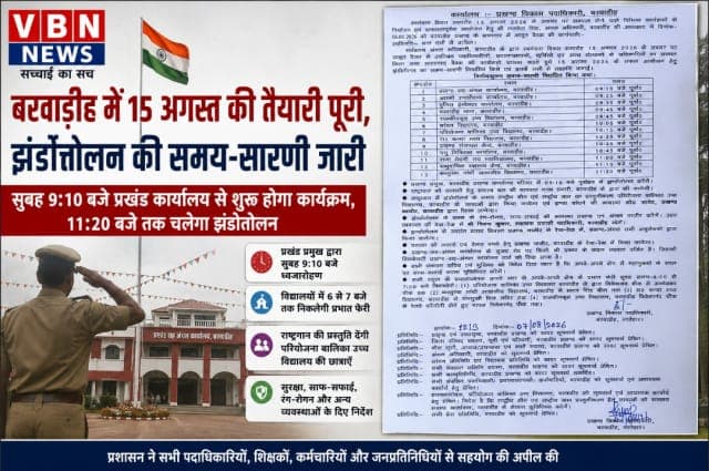 15 अगस्त की तैयारी तेज, बरवाडीह में 9:10 बजे से शुरू होगा झंडोत्तोलन, 11:20 बजे तक चलेगा कार्यक्रम