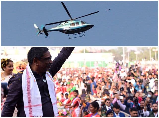 हेलिकॉप्टर से पुष्पवर्षा और रेड कार्पेट एंट्री ने बढ़ाया रजत जयंती समारोह का उत्साह