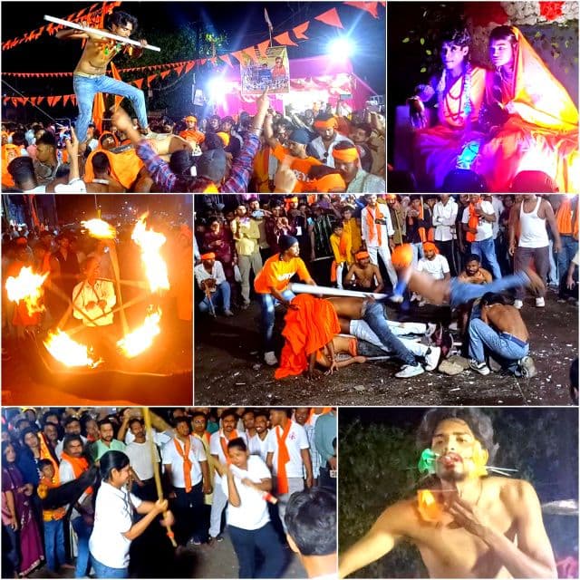 लाल बिल्डिंग चौक पर रोमांच का शिखर, एक के ऊपर एक चढ़कर दिखाए हैरतअंगेज करतब