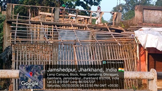 खबर के बाद भी नहीं रुका निर्माण, सरकारी जमीन पर दुकान की छत के लिए सेंटरिंग जारी